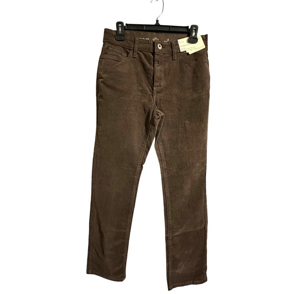 St. John's Bay Straight Corduroy Pant Size 6 Mid-Rise Stretch Cotton Womens NWT
